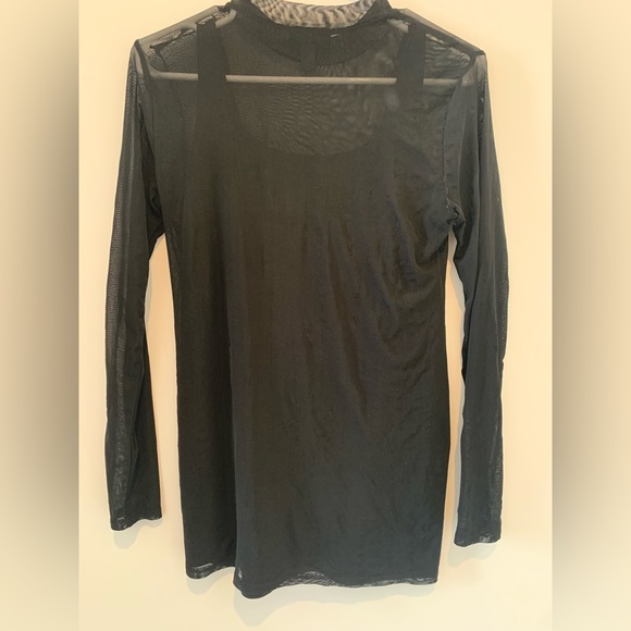 Maternity Stork and Babe. Black tank top with long sleeve sheer overlay. Size M - Picture 2 of 3